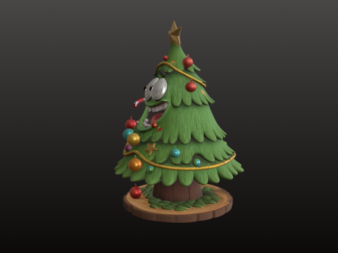 Christmas Tree Cartoon Playful Festive STL Model 3D Print Model