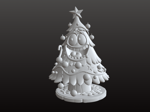 Christmas Tree Cartoon Playful Festive STL Model 3D Print Model
