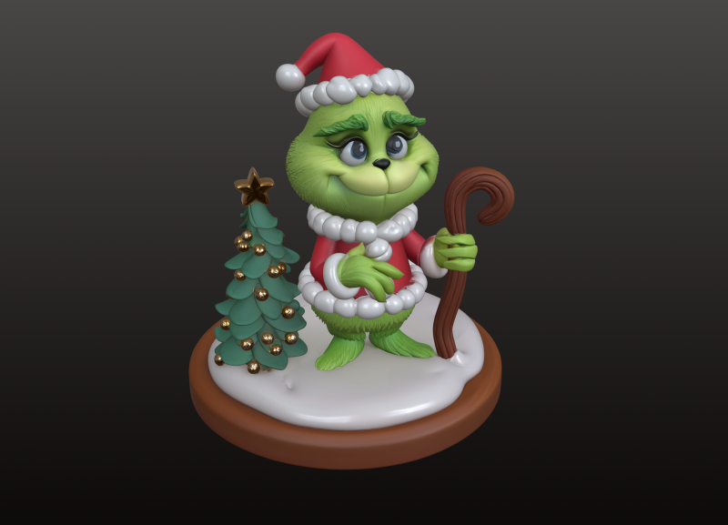 Grinch Inspired Christmas Figure Cute Festive STL Model 3D Print Model .c4d .max .obj .3ds .fbx .stl .blend