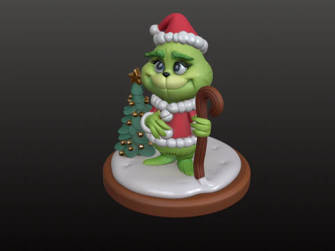 Grinch Inspired Christmas Figure Cute Festive STL Model 3D Print Model