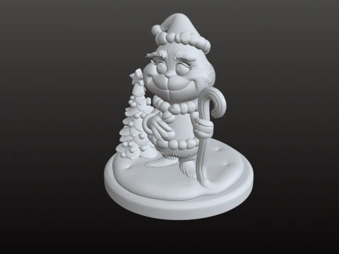 Grinch Inspired Christmas Figure Cute Festive STL Model 3D Print Model