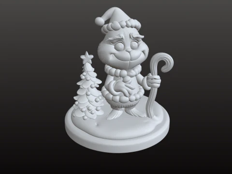 Grinch Inspired Christmas Figure Cute Festive STL Model 3D Print Model
