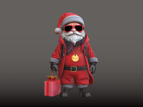 Santa Claus Shopping Style Trendy Holiday STL Model 3D Print Model