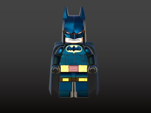 बैटमैन ब्लॉक-स्टाइल हीरो एसटीएल प्लेमोबिल-प्रेरित मूर्ति 3D प्रिंट मॉडल