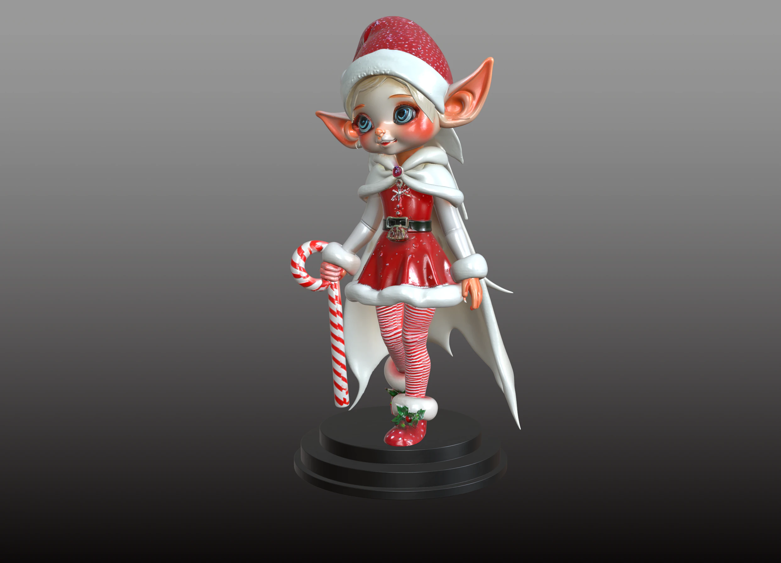 Christmas Elf Girl STL Festive Holiday Figurine 3D Print Model .c4d .max .obj .3ds .fbx .stl .blend 