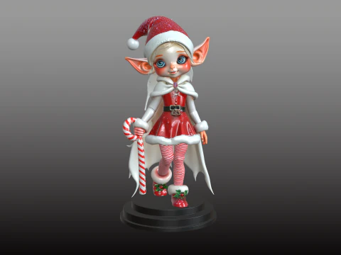 Christmas Elf Girl STL Festive Holiday Figurine 3D Print Model