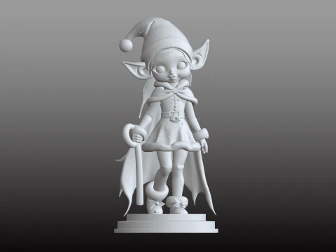 Christmas Elf Girl STL Festive Holiday Figurine 3D Print Model