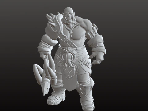Orc Warrior STL Savage Primitive Fighter 3D Print Model