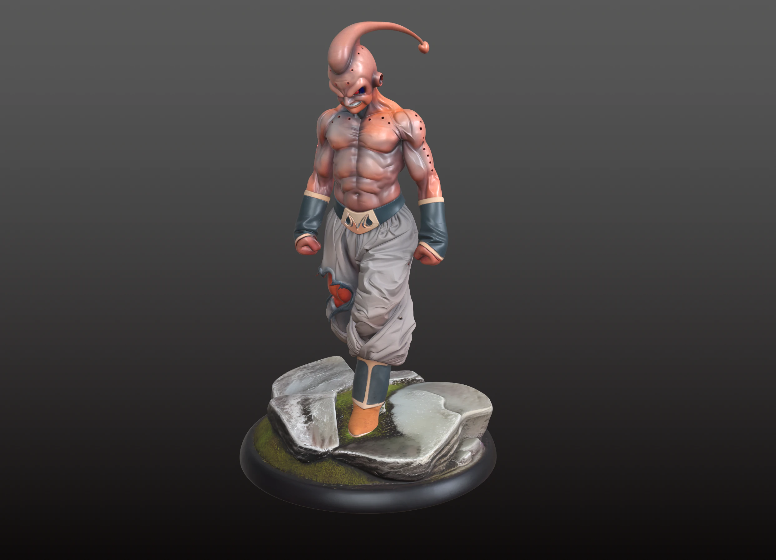 Majin Buu STL Furious Supervillain Combat Pose 3D Print Model .c4d .max .obj .3ds .fbx .stl .blend 