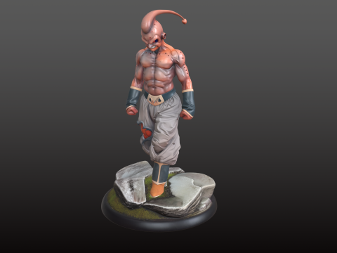 Pose Tempur Penjahat Super Marah Majin Buu STL Model Cetak 3D