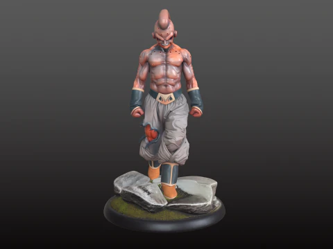 Majin Buu STL Furious Supervillain Combat Pose 3D Print Model