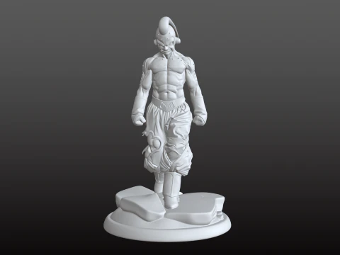 Majin Buu STL Furious Supervillain Combat Pose 3D Print Model