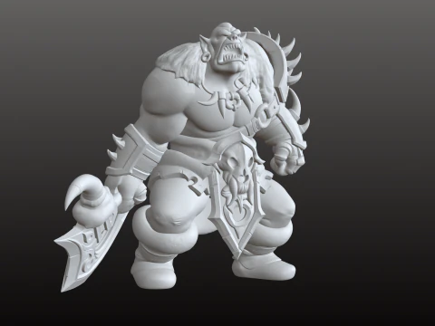 Orc Berserker STL Ferocious Screaming Warrior 3D Print Model