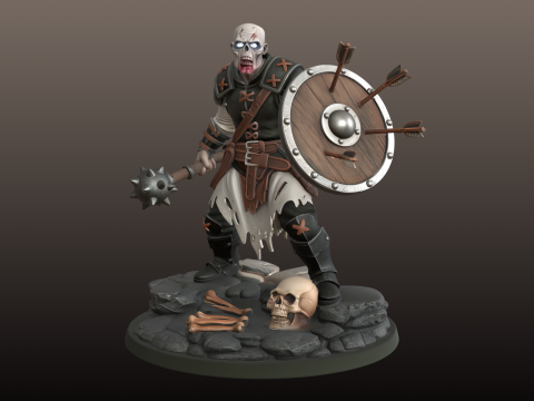 Skeleton Warrior STL Detail Petarung Mayat Hidup Model Cetak 3D