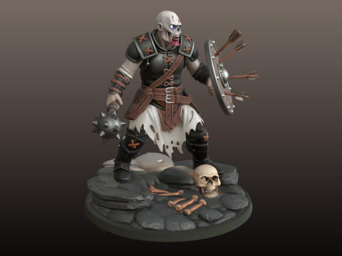 Skeleton Warrior STL Detail Petarung Mayat Hidup Model Cetak 3D