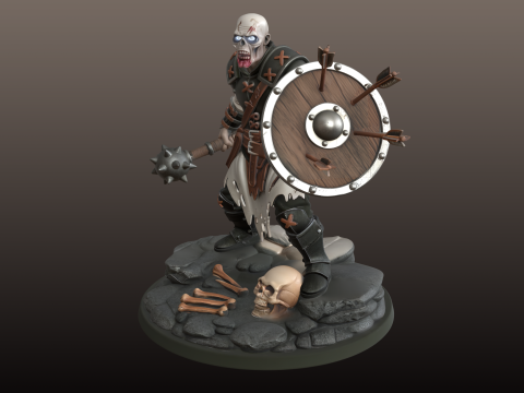 Skeleton Warrior STL Detail Petarung Mayat Hidup Model Cetak 3D