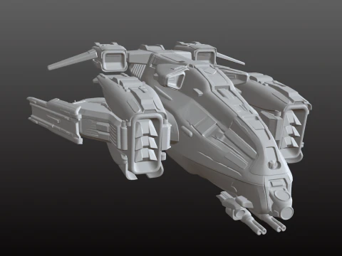 Space Dropship STL Compact Military Transport 3D Print Model