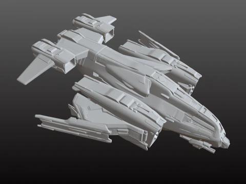 Space Dropship STL Compact Military Transport 3D Print Model