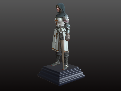 टेम्पलर महिला योद्धा एसटीएल बख्तरबंद क्रूसेडर 3D प्रिंट मॉडल