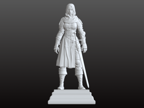 टेम्पलर महिला योद्धा एसटीएल बख्तरबंद क्रूसेडर 3D प्रिंट मॉडल