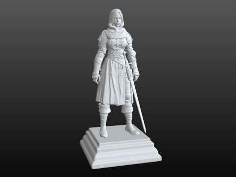 टेम्पलर महिला योद्धा एसटीएल बख्तरबंद क्रूसेडर 3D प्रिंट मॉडल