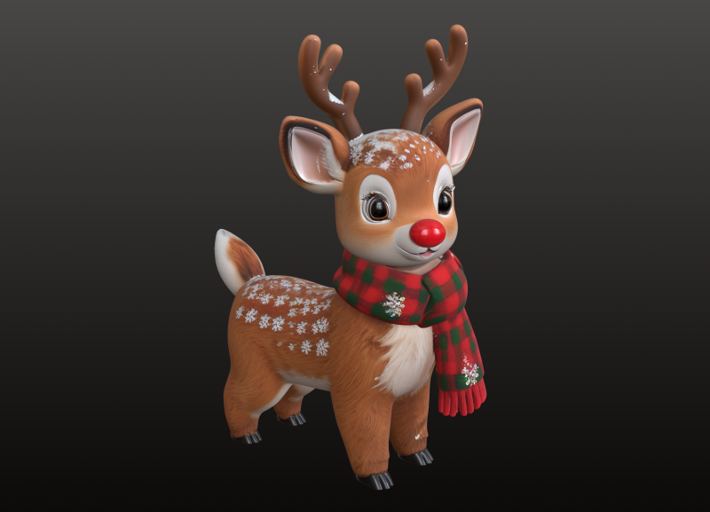 Świąteczny renifer STL uroczy komiks Model do druku 3D .c4d .max .obj .3ds .fbx .stl .blend 