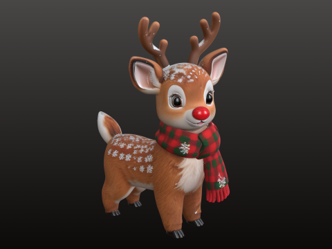 Rena de Natal STL Cute Comic Modelo de Impressão 3D