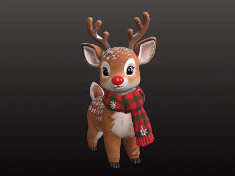 Christmas Reindeer STL Cute Comic 3D Print Model