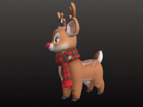 Christmas Reindeer STL Cute Comic 3D Print Model