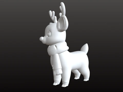 Christmas Reindeer STL Cute Comic 3D Print Model