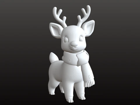 Christmas Reindeer STL Cute Comic 3D Print Model