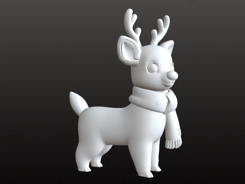 Christmas Reindeer STL Cute Comic 3D Print Model