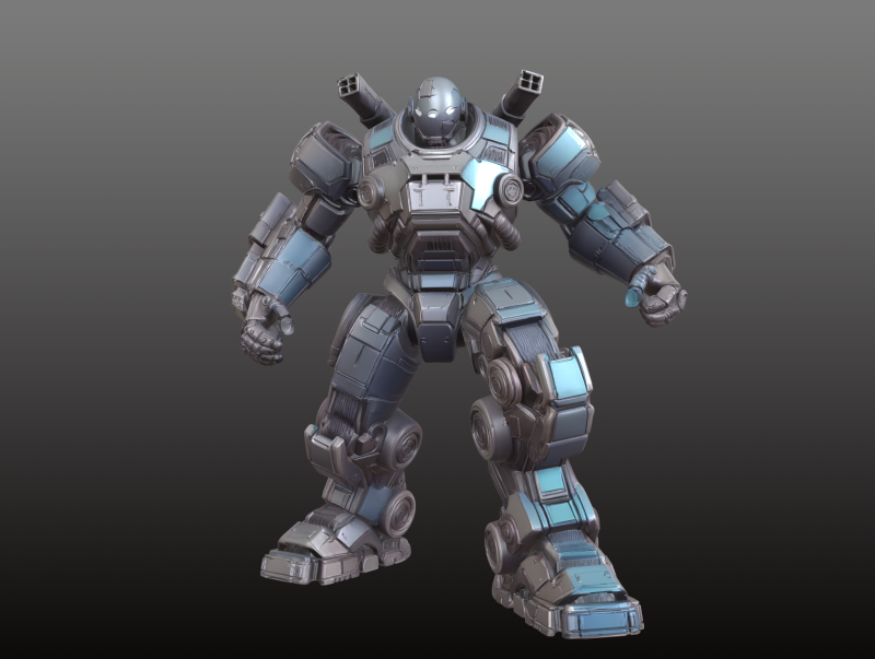 Power Robot STL Futurista Ataque Armado Pesado Modelo de Impressão 3D .c4d .max .obj .3ds .fbx .stl .blend 