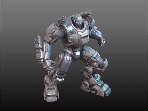 Power Robot STL Futurista Ataque Armado Pesado Modelo de Impressão 3D