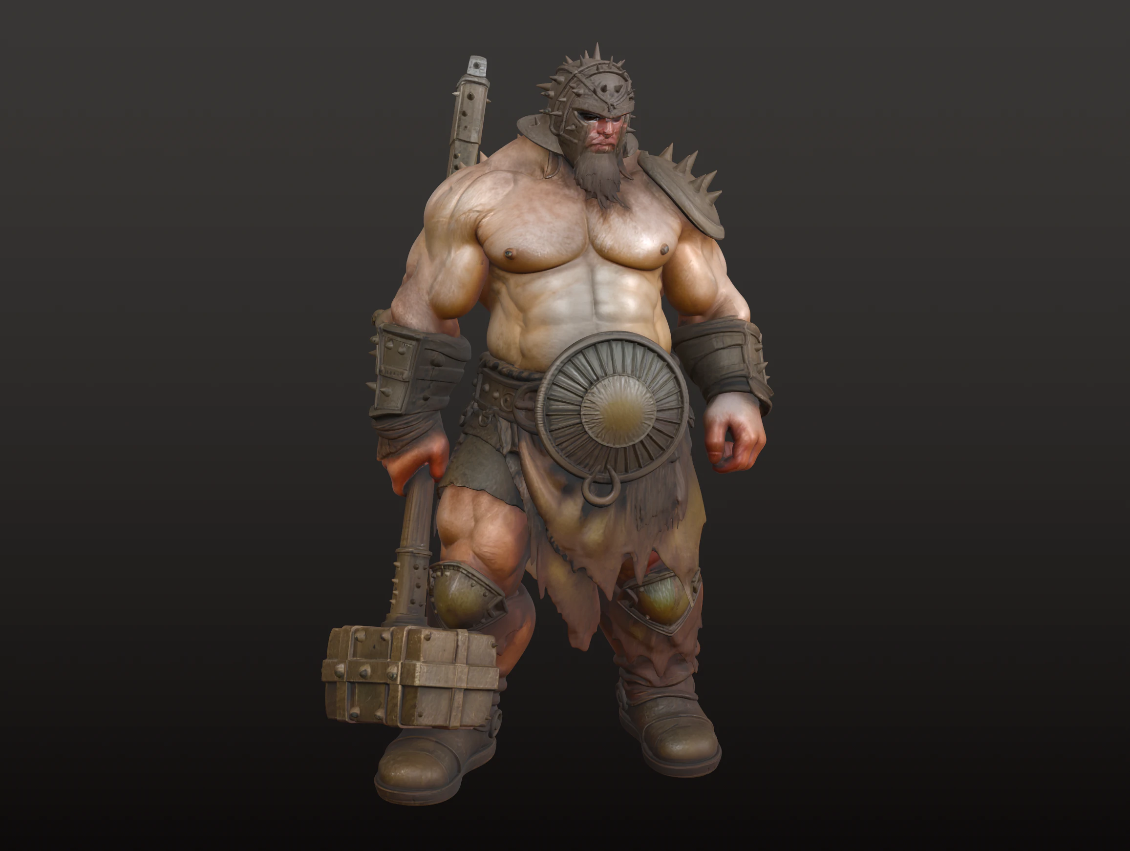 Giant Hammer Warrior STL Massive Battle Giant 3D Print Model .c4d .max .obj .3ds .fbx .stl .blend 