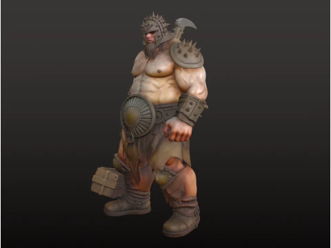 Giant Hammer Warrior STL Massive Battle Giant 3D Print Model