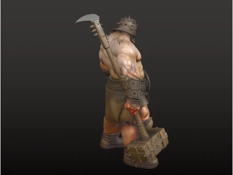 Giant Hammer Warrior STL Massive Battle Giant 3D Print Model