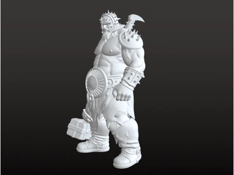 Giant Hammer Warrior STL Massive Battle Giant 3D Print Model