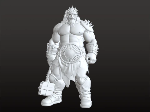 Giant Hammer Warrior STL Massive Battle Giant 3D Print Model