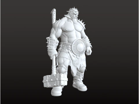Giant Hammer Warrior STL Massive Battle Giant 3D Print Model
