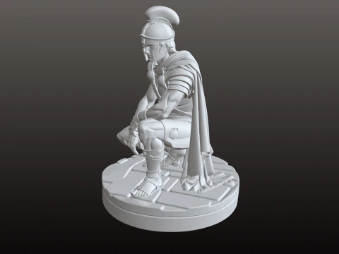 Roman Gladiator STL Strategic Crouching Warrior 3D Print Model