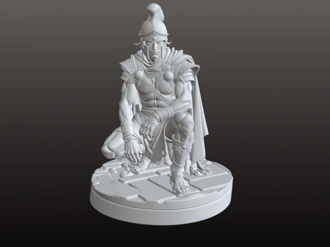 Roman Gladiator STL Strategic Crouching Warrior 3D Print Model