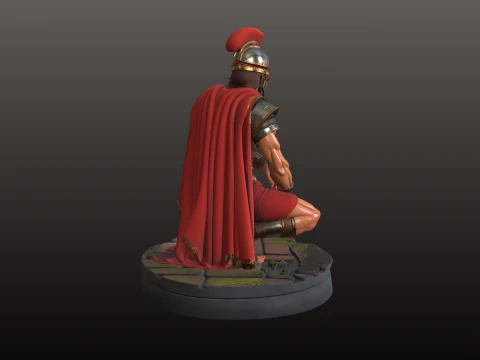 Roman Gladiator STL Strategic Crouching Warrior 3D Print Model