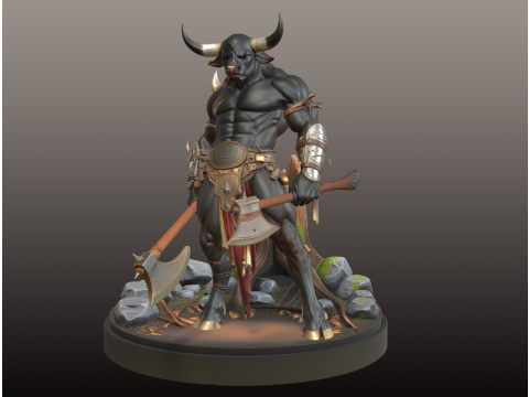 미노타우로스 전사 STL 쌍도끼 야수 파이터 3D 프린트 모델