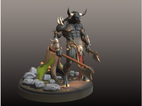 牛头怪战士STL双斧野兽斗士 3D 打印模型