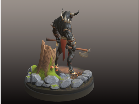 牛头怪战士STL双斧野兽斗士 3D 打印模型