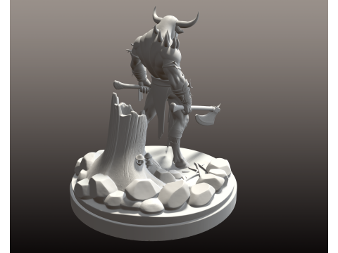 牛头怪战士STL双斧野兽斗士 3D 打印模型