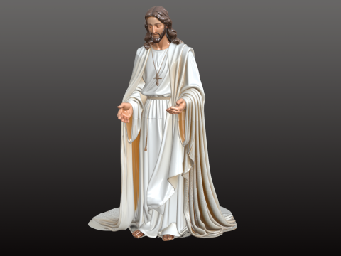 Jesus Figure STL Peaceful Sacred Sculpture 3D Print Model
