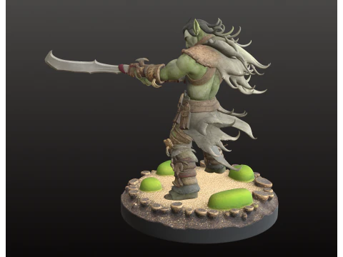 Elf Troll Warrior STL Elegant Blade Attacker 3D Print Model