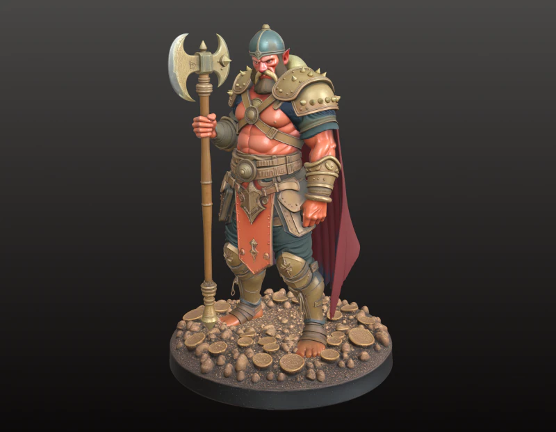 Gigante Elfo Guerreiro STL Campe&atilde;o Colossal do Machado-Martelo Modelo de Impressão 3D .c4d .max .obj .3ds .fbx .stl .blend 